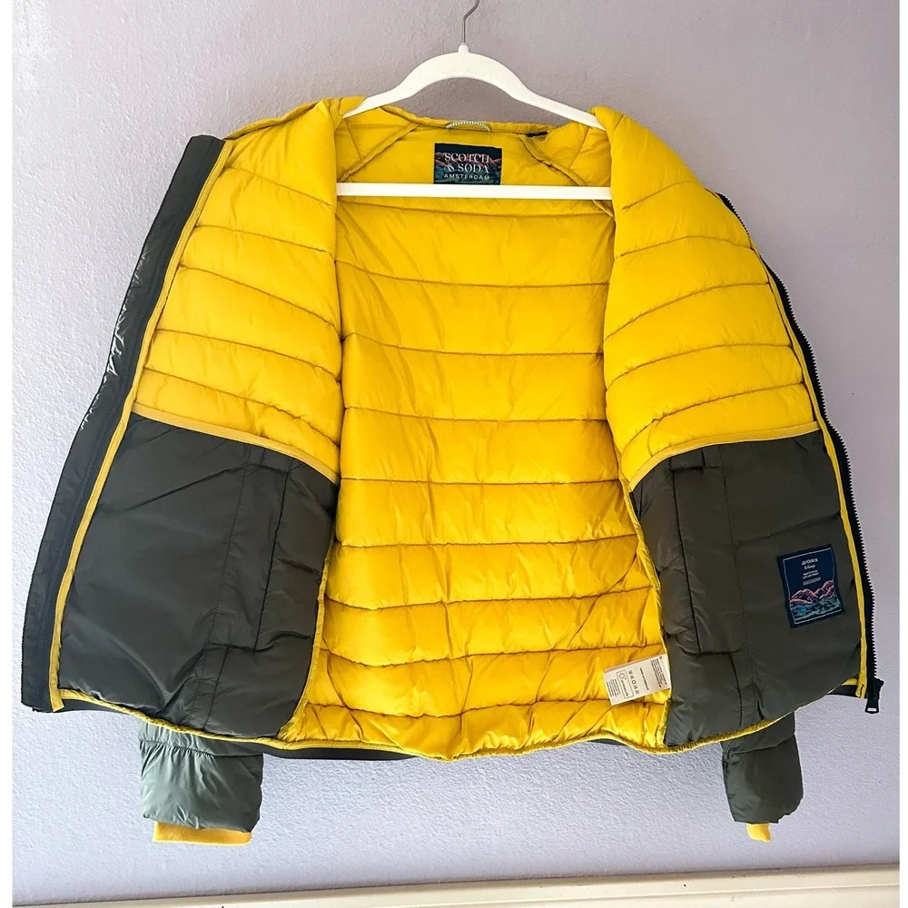 Scotch & Soda Mens Puffer Olive Green Repreve‎ Jacket Gorpcore Size M